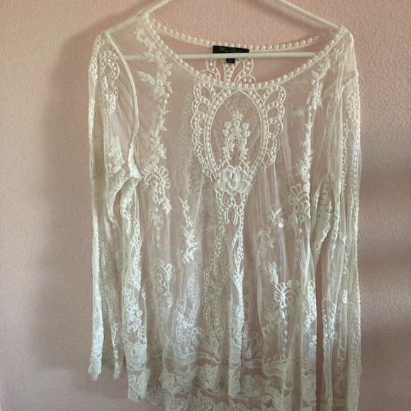 Honey Punch Tops - Size small-Honey punch white laced blouse